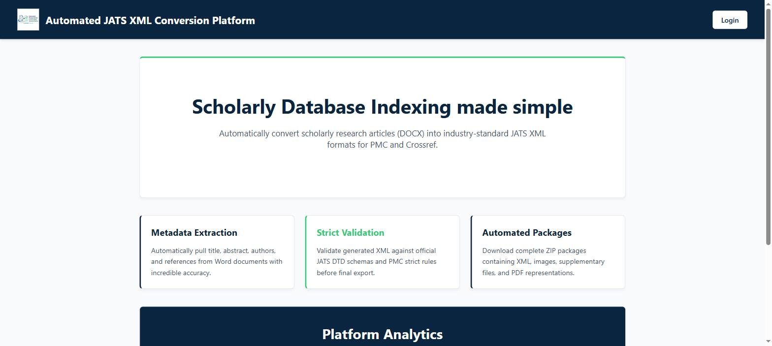 JATXML Portal for converting manuscripts to JATS XML