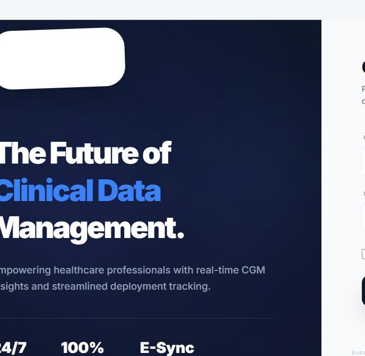 Evo CGM device management system secure login screen