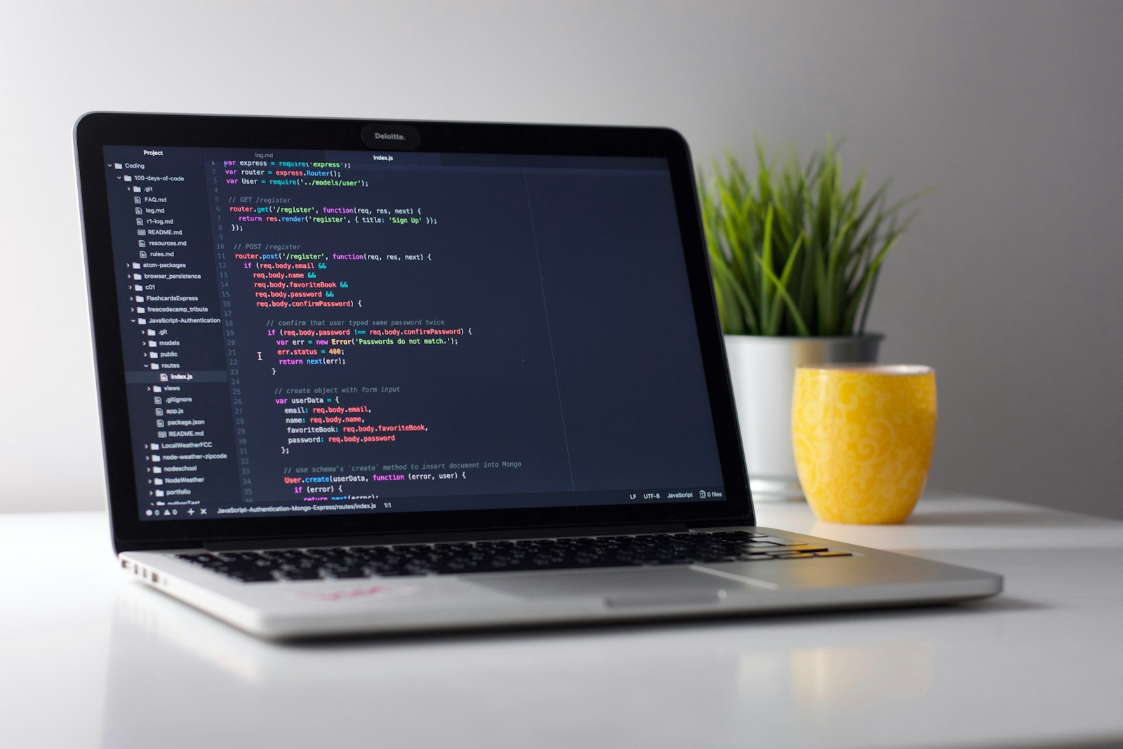 Software developer writing code