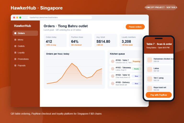 HawkerHub QR ordering concept for Singapore F&B