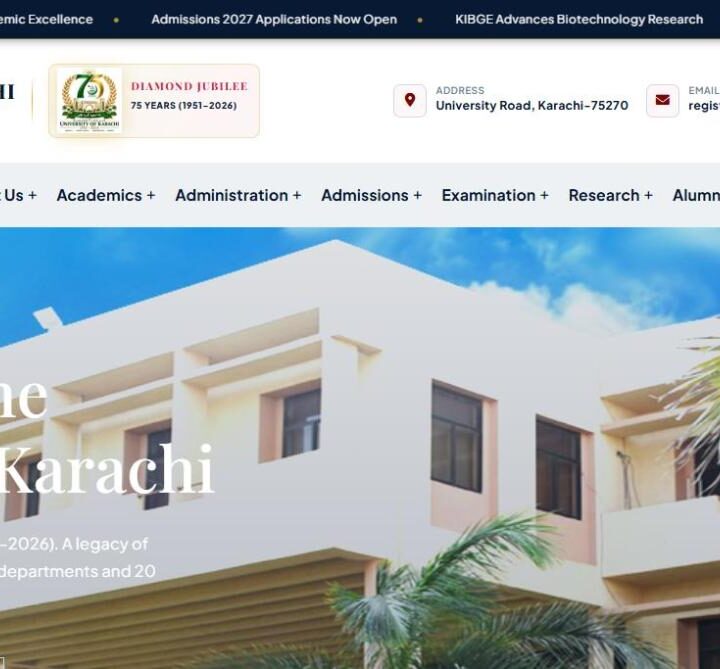 University of Karachi official website homepage designed and developed by Softsols